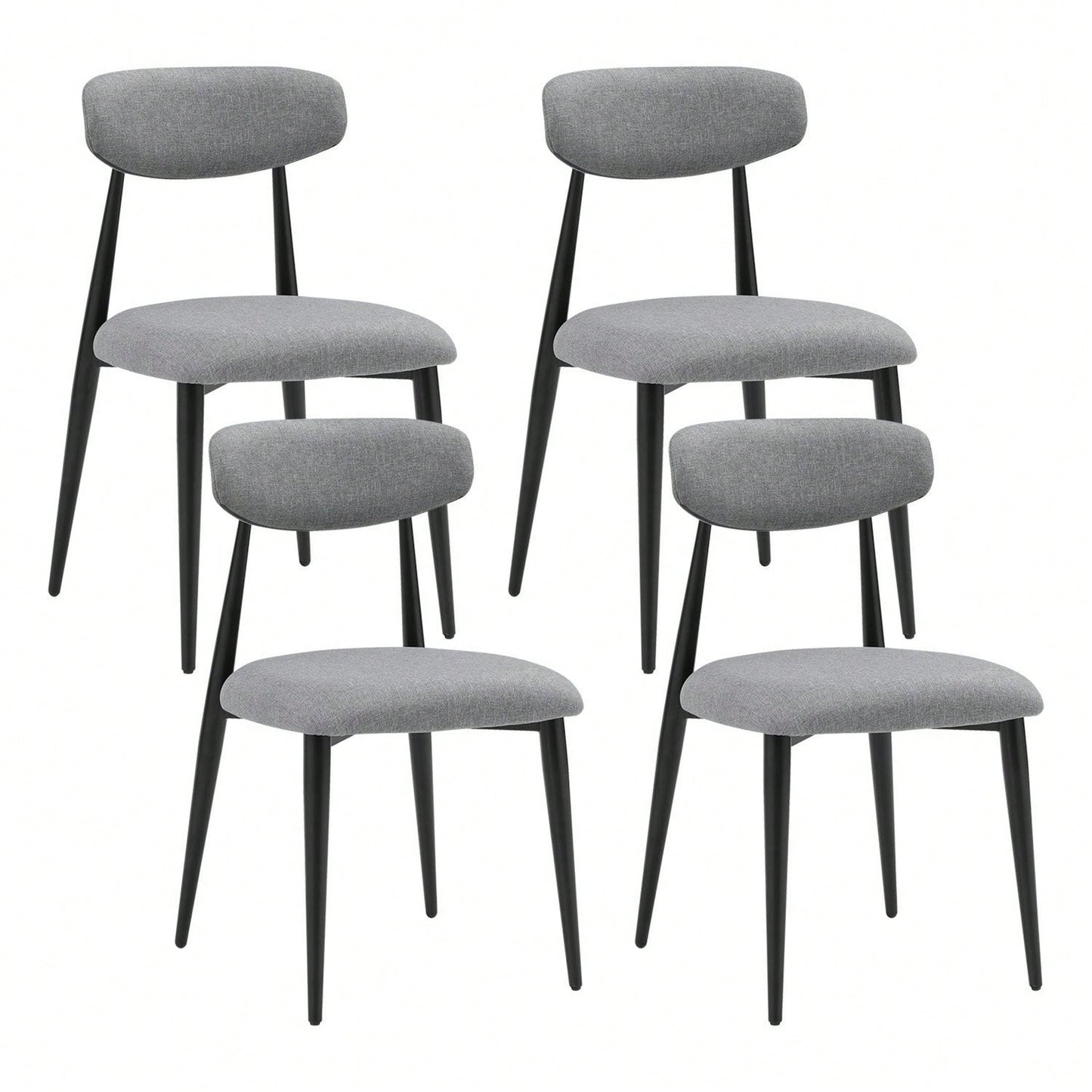 Modern Dining Chairs , Curved Backrest Round Upholstered And Metal Frame