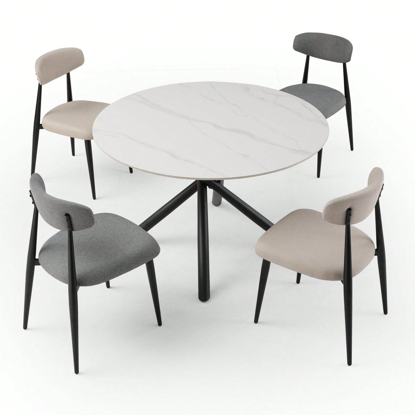 Modern Dining Chairs , Curved Backrest Round Upholstered And Metal Frame