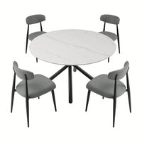 Modern Dining Chairs , Curved Backrest Round Upholstered And Metal Frame