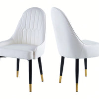 Modern Upholstered Leather Dining Chair Set of 2, Stylish Accent Chairs with Black Plastic Tube Legs