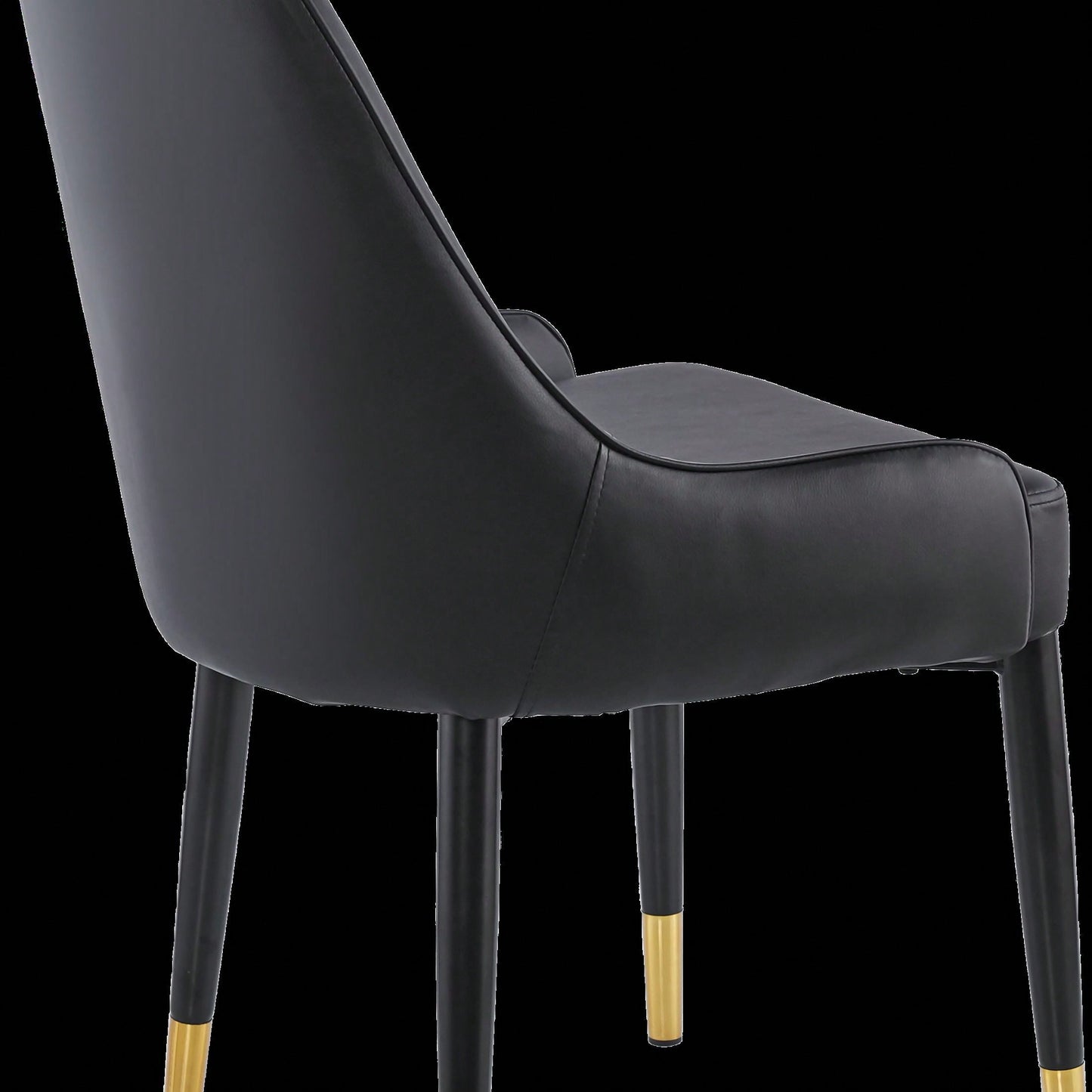 Modern Upholstered Leather Dining Chair Set of 2, Stylish Accent Chairs with Black Plastic Tube Legs