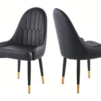 Modern Upholstered Leather Dining Chair Set of 2, Stylish Accent Chairs with Black Plastic Tube Legs