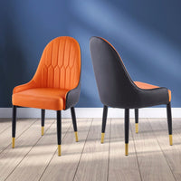 Modern Upholstered Leather Dining Chair Set of 2, Stylish Accent Chairs with Black Plastic Tube Legs