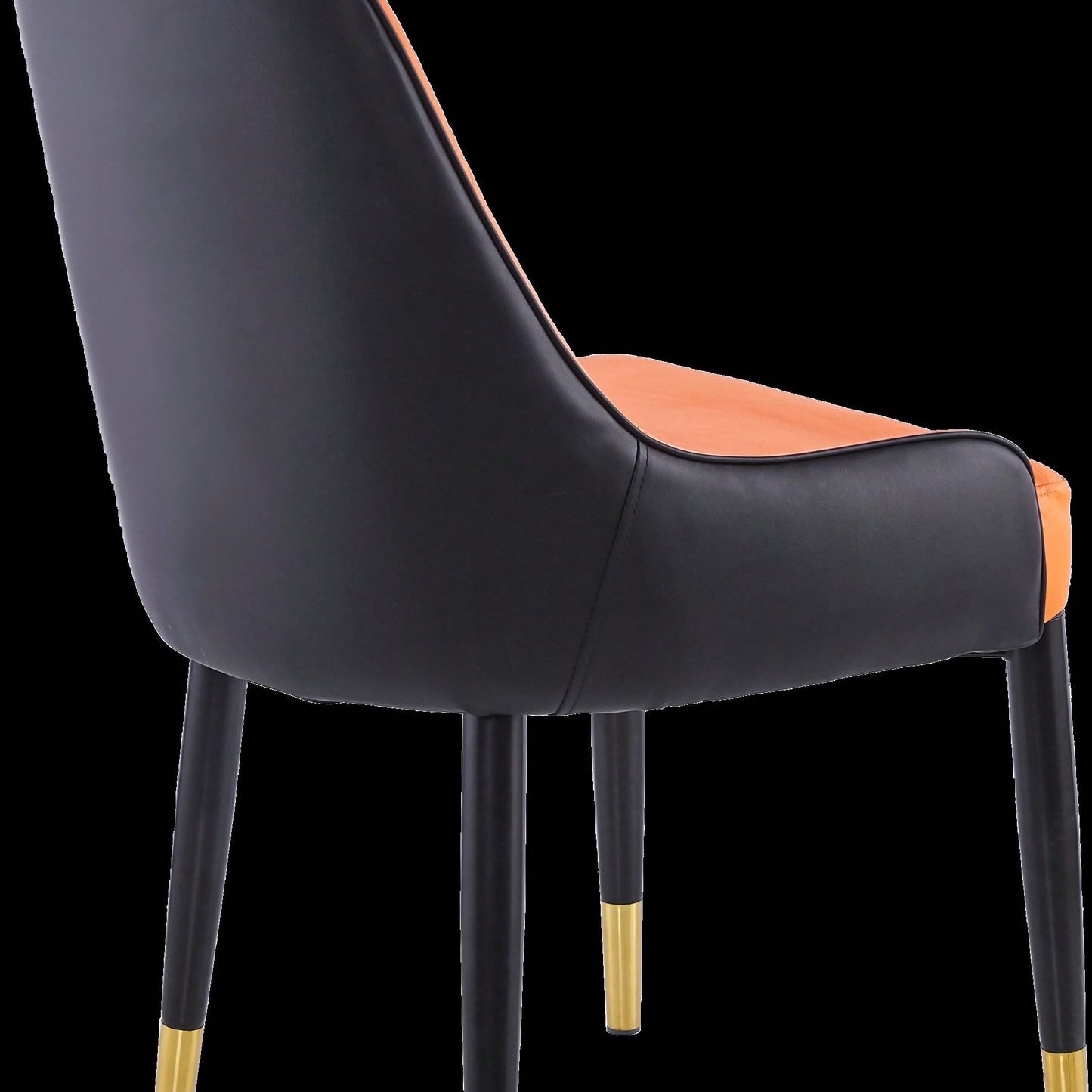 Modern Upholstered Leather Dining Chair Set of 2, Stylish Accent Chairs with Black Plastic Tube Legs