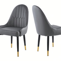 Modern Upholstered Leather Dining Chair Set of 2, Stylish Accent Chairs with Black Plastic Tube Legs