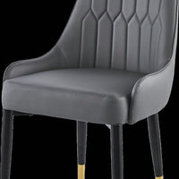 Modern Upholstered Leather Dining Chair Set of 2, Stylish Accent Chairs with Black Plastic Tube Legs