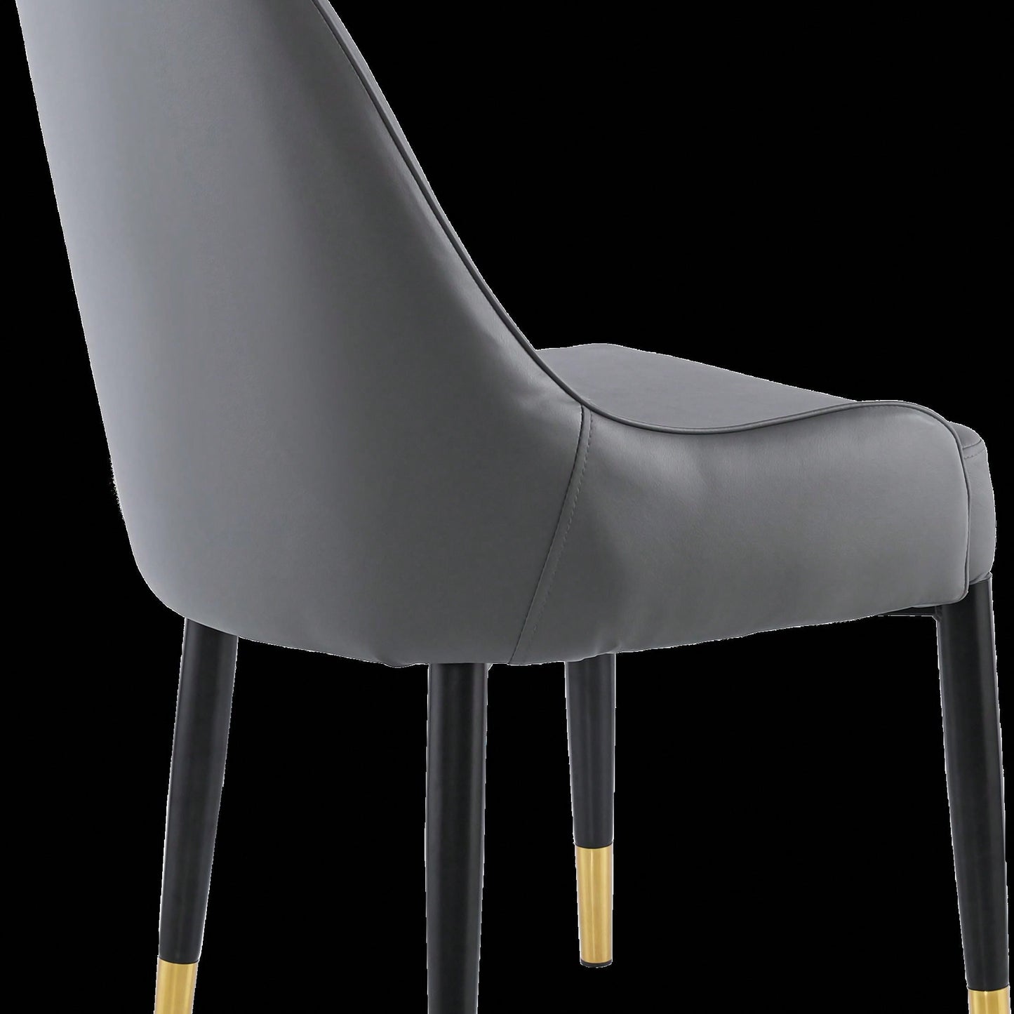 Modern Upholstered Leather Dining Chair Set of 2, Stylish Accent Chairs with Black Plastic Tube Legs