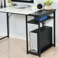 Writing Computer Desk, Home Office Study Desk With 2 Storage Shelves On Right Side, Fashion Simple Style Wood Table Metal Frame