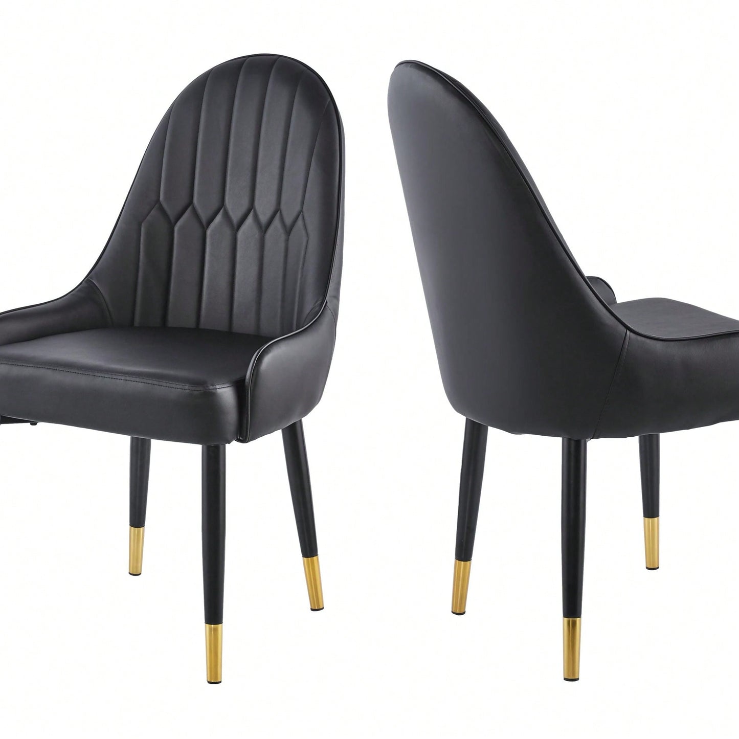 2-Pack Modern Leatherette Dining Chairs, Upholstered Accent Dining Chairs With Black Plastic Tube Plug