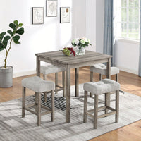 5Piece Dining Table Set, Industrial Breakfast Table Set, Bar Table And Chairs Set For Living Room, Dining Room, Game Room