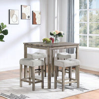 5Piece Dining Table Set, Industrial Breakfast Table Set, Bar Table And Chairs Set For Living Room, Dining Room, Game Room