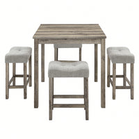 5Piece Dining Table Set, Industrial Breakfast Table Set, Bar Table And Chairs Set For Living Room, Dining Room, Game Room