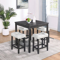 5Piece Dining Table Set, Industrial Breakfast Table Set, Bar Table And Chairs Set For Living Room, Dining Room, Game Room