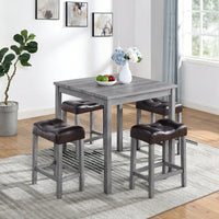 5Piece Dining Table Set, Industrial Breakfast Table Set, Bar Table And Chairs Set For Living Room, Dining Room, Game Room