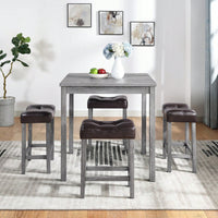 5Piece Dining Table Set, Industrial Breakfast Table Set, Bar Table And Chairs Set For Living Room, Dining Room, Game Room