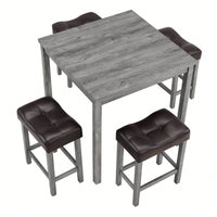 5Piece Dining Table Set, Industrial Breakfast Table Set, Bar Table And Chairs Set For Living Room, Dining Room, Game Room