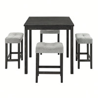 5Piece Dining Table Set, Industrial Breakfast Table Set, Bar Table And Chairs Set For Living Room, Dining Room, Game Room