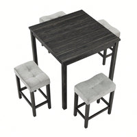 5Piece Dining Table Set, Industrial Breakfast Table Set, Bar Table And Chairs Set For Living Room, Dining Room, Game Room