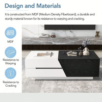 Extendable Sliding Top Coffee Table With Storage In White & Walnut