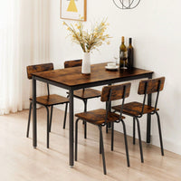5-Piece Dining Table Set With Backrest, Industrial Style, Sturdy Construction. Rustic Brown, 43.31'' L X 27.56'' W X 30.32'' H