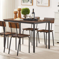 5-Piece Dining Table Set With Backrest, Industrial Style, Sturdy Construction. Rustic Brown, 43.31'' L X 27.56'' W X 30.32'' H