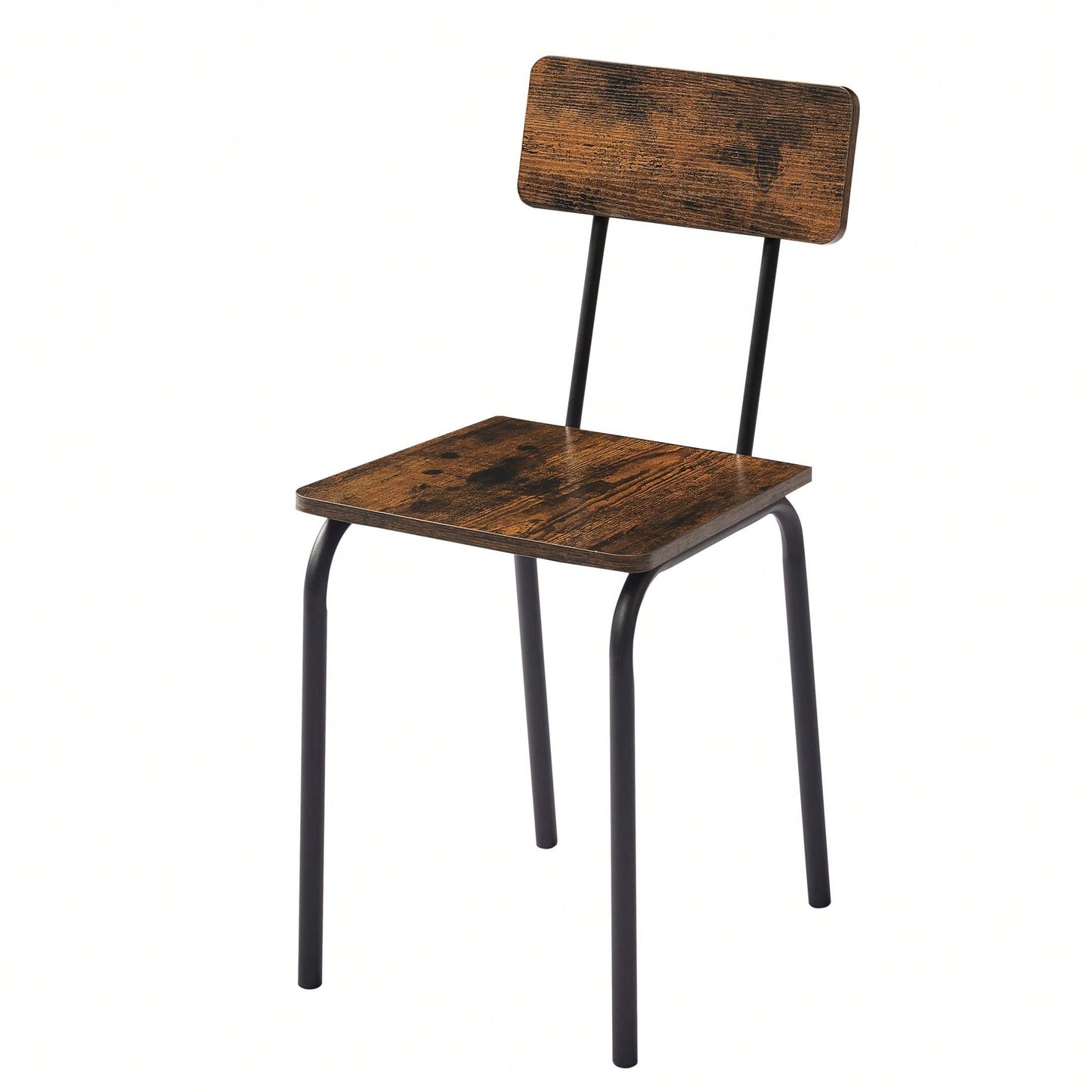 5-Piece Dining Table Set With Backrest, Industrial Style, Sturdy Construction. Rustic Brown, 43.31'' L X 27.56'' W X 30.32'' H