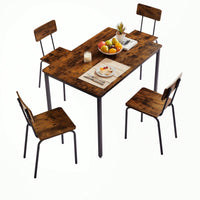 5-Piece Dining Table Set With Backrest, Industrial Style, Sturdy Construction. Rustic Brown, 43.31'' L X 27.56'' W X 30.32'' H