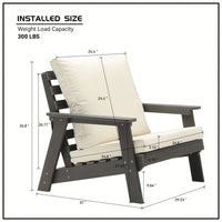 All-Weather Outdoor Single Sofa With Cushion, Sofa Set For Porch, Poolside, Terrace, And Yard Armchair
