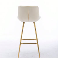 Set Of 2 Bar Stools,With Chrome Footrest Velvet Fabric Counter Stool Golden Leg Simple Bar Stool