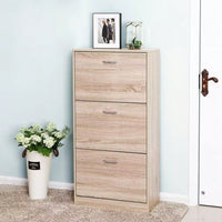 3-Tier Wood Shoe Rack Storage Organizer For Entryway