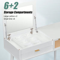 43.3" Classic Wood Makeup Vanity Set With Flip-Top Mirror And Stool, Dressing Table With Three Drawers And Storage Space