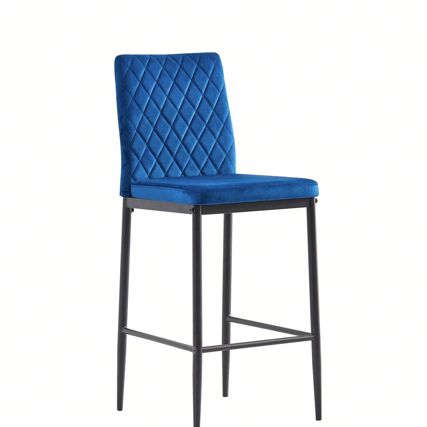 2-Piece Set, Modern Simple Bar Chair, Fireproof Leather Spraying Metal Pipe, Diamond Grid Pattern, Restaurant, Family