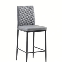 2-Piece Set, Modern Simple Bar Chair, Fireproof Leather Spraying Metal Pipe, Diamond Grid Pattern, Restaurant, Family