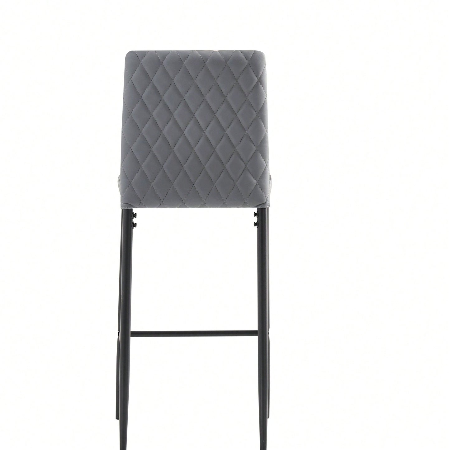 2-Piece Set, Modern Simple Bar Chair, Fireproof Leather Spraying Metal Pipe, Diamond Grid Pattern, Restaurant, Family