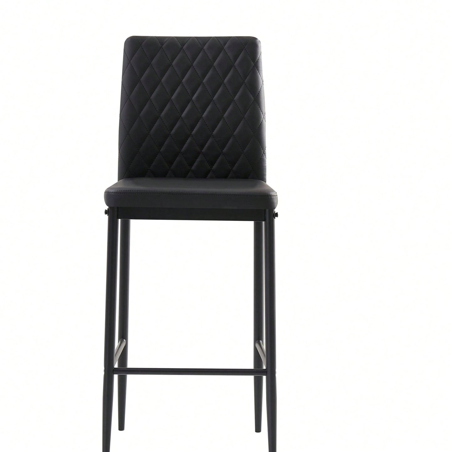 2-Piece Set, Modern Simple Bar Chair, Fireproof Leather Spraying Metal Pipe, Diamond Grid Pattern, Restaurant, Family