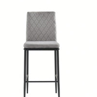 2-Piece Set, Modern Simple Bar Chair, Fireproof Leather Spraying Metal Pipe, Diamond Grid Pattern, Restaurant, Family