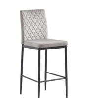 2-Piece Set, Modern Simple Bar Chair, Fireproof Leather Spraying Metal Pipe, Diamond Grid Pattern, Restaurant, Family