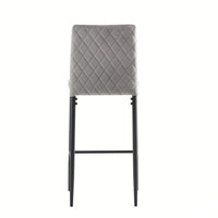 2-Piece Set, Modern Simple Bar Chair, Fireproof Leather Spraying Metal Pipe, Diamond Grid Pattern, Restaurant, Family