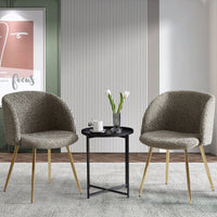 Adjust Legs Upholstered Teddy Dining Armrest Chair Set Of 2