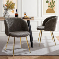 Adjust Legs Upholstered Teddy Dining Armrest Chair Set Of 2