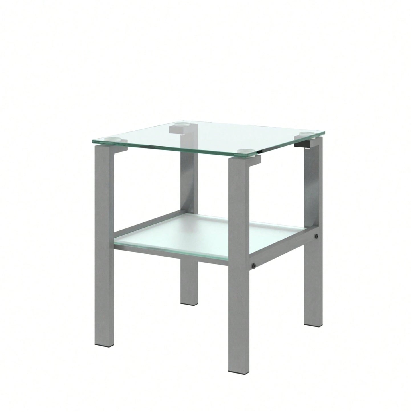 Two-Layer Glass Tea Table, Small Round Table, Bedroom Corner Table, Living Room Grey Side Table