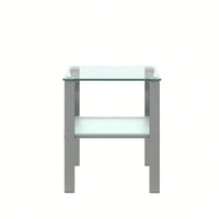 Two-Layer Glass Tea Table, Small Round Table, Bedroom Corner Table, Living Room Grey Side Table