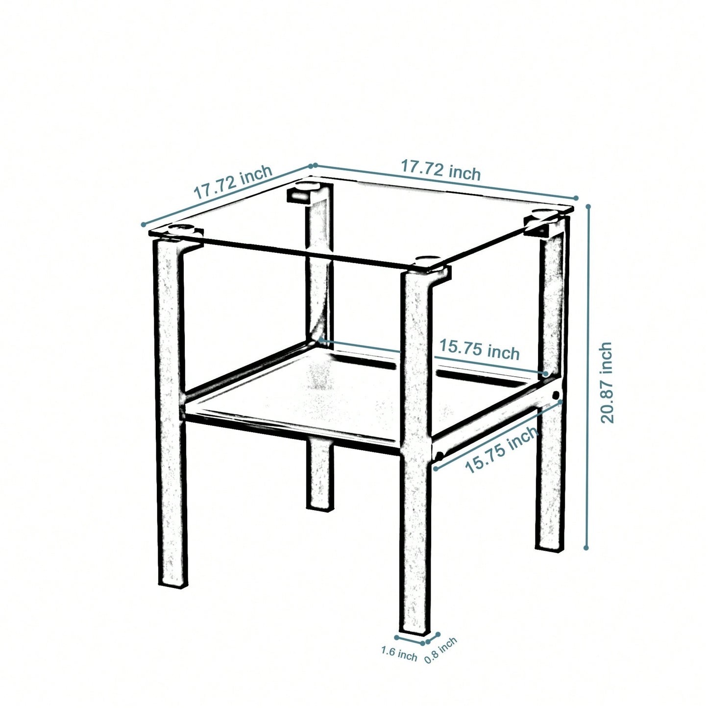 Two-Layer Glass Tea Table, Small Round Table, Bedroom Corner Table, Living Room Grey Side Table