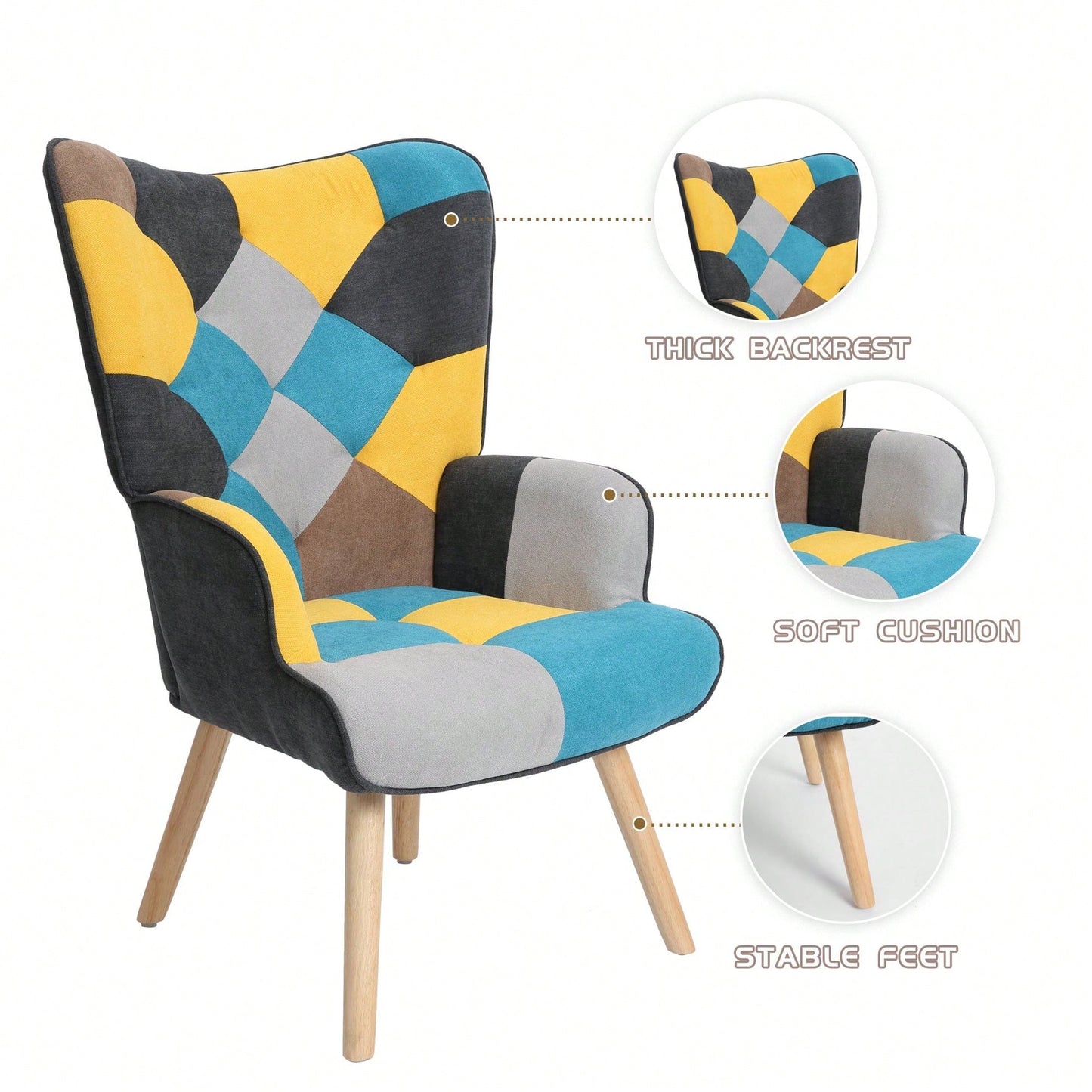 Accent Chair With Ottoman, Living Room Chair And Ottoman Set, Comfy Side Armchair For Bedroom