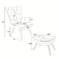 Accent Chair With Ottoman, Living Room Chair And Ottoman Set, Comfy Side Armchair For Bedroom