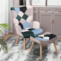 Accent Chair With Ottoman, Living Room Chair And Ottoman Set, Comfy Side Armchair For Bedroom