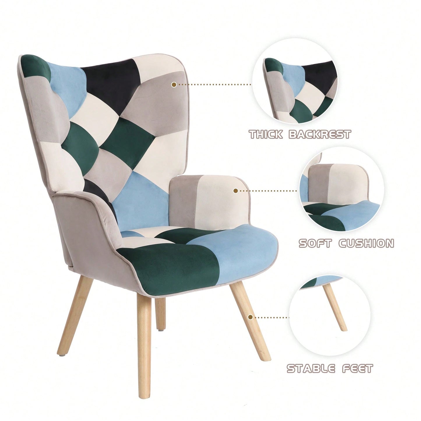 Accent Chair With Ottoman, Living Room Chair And Ottoman Set, Comfy Side Armchair For Bedroom