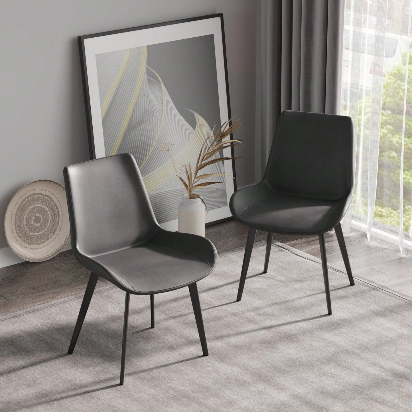 Modern Dining Chair Living Room Black Metal Leg Dining Chair-4pcs/Ctn