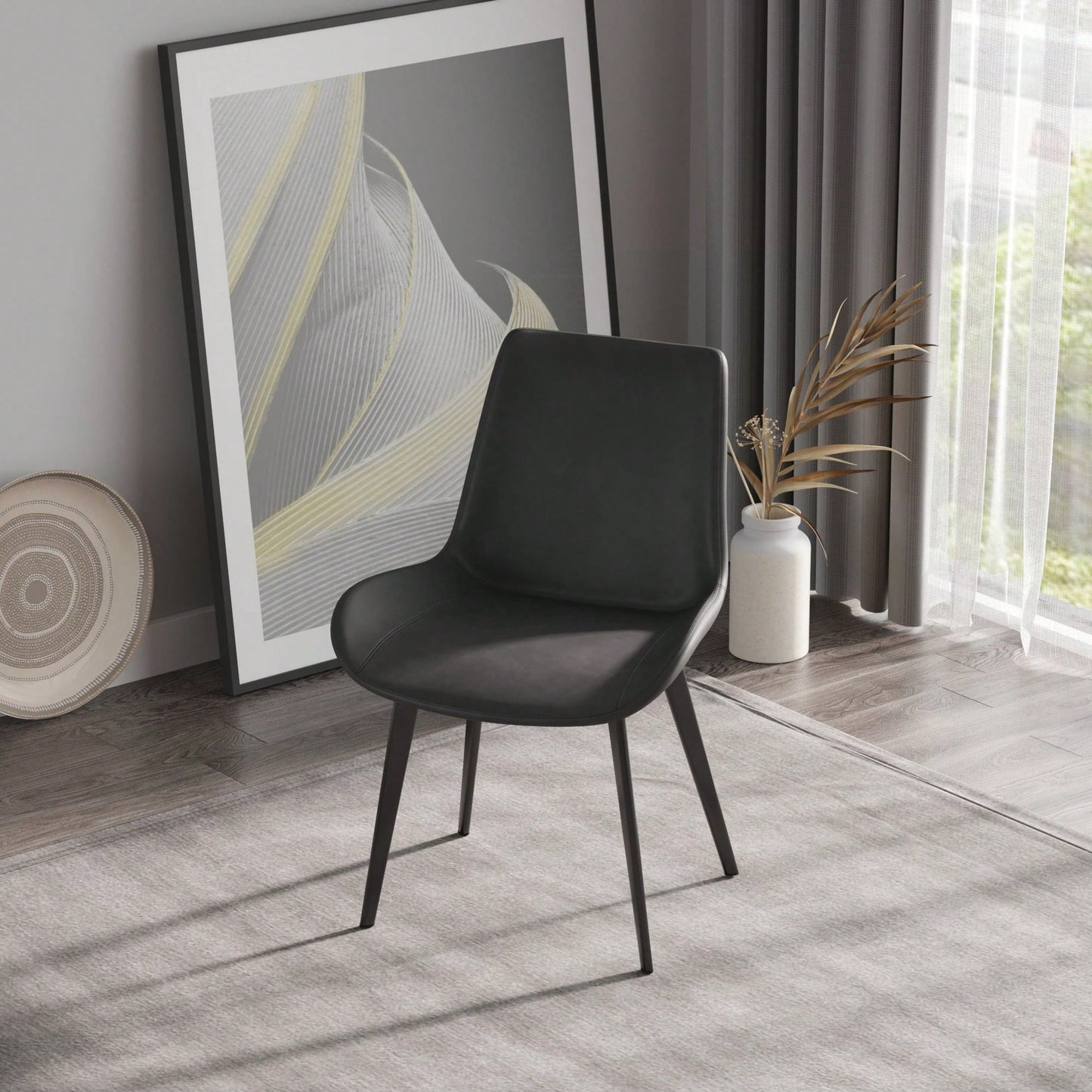 Modern Dining Chair Living Room Black Metal Leg Dining Chair-4pcs/Ctn