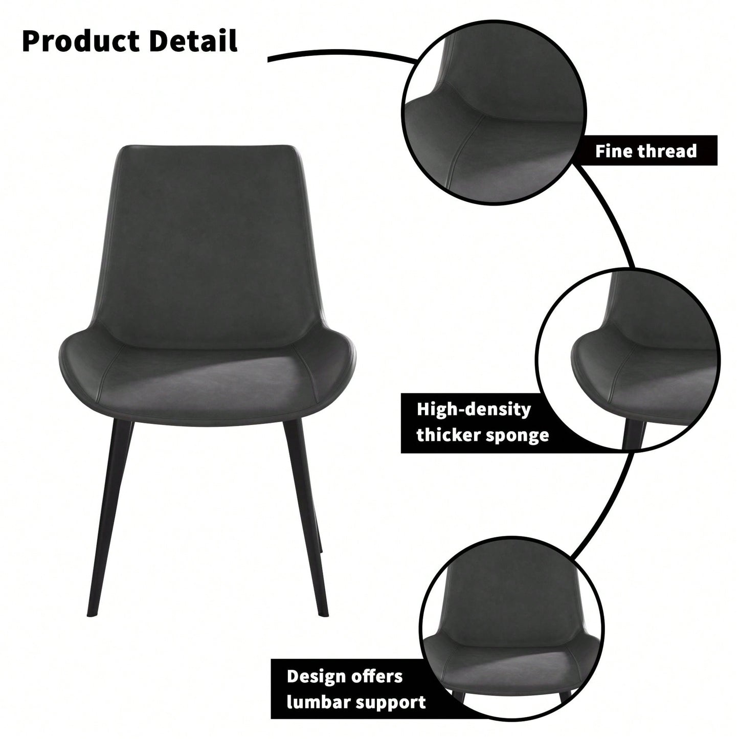 Modern Dining Chair Living Room Black Metal Leg Dining Chair-4pcs/Ctn